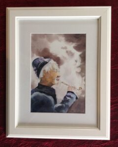 Le fumeur de pipe peint par Nicole LOMBARDIN